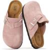 imageProject Cloud Clogs for Kids  Genuine Leather Kids Clogs with Cork Footbed Arch Support  NonSlip Slippers ampamp Sandals for Boys ampamp Girls FootwearLilac Suede