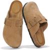 imageProject Cloud Genuine Leather Footbed Clogs for Women  Memory Foam Arch Support Slippers for Women  Trendy Slipons Womens Mules ampamp Clogs Sandals BentonChestnut Perforated