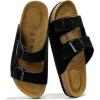 imageProject Cloud Genuine Leather Mens Sandals with Memory Foam Natural Cork Footbed Slides for Men Footwear  NonSlip DoubleStrap Buckle Summer Sandals ArizonaBlack