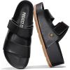 imageProject Cloud Genuine Leather Platform Sandals Women Footwear  Beach Summer Wedges with Comfortable Memory Foam Insole  Non Slip ampamp Lightweight Wedge Sandals for Women 2025Blackvegan Leather