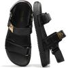 imageProject Cloud Genuine Leather Platform Sandals Women Footwear  Comfortable and Adjustable Strappy Summer Sandals for Women 2025  Memory Foam and NonSlip Slingback Beach SlidesBlack