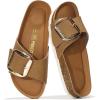 imageProject Cloud Genuine Leather Sandals Women Dressy Summer Beach Essentials  Flip Flops ampamp Slides with Memory Foam Insole Womens Sandals Comfortable FootwearCognacbigger Buckle