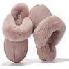 imageProject Cloud Genuine Leather Slippers for Women Footwear with Genuine Fur Lining Womens Clogs ampamp Mule  NonSlip IndoorOutdoor Scuff Womens Slippers with Memory Foam Insole HenkaDusty Pink Suede