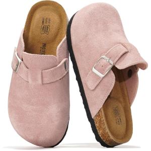 imageProject Cloud Clogs for Kids  Genuine Leather Kids Clogs with Cork Footbed Arch Support  NonSlip Slippers ampamp Sandals for Boys ampamp Girls FootwearLilac Suede