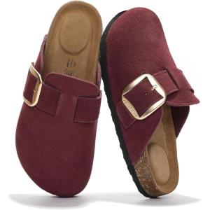 imageProject Cloud Genuine Leather Clogs for Women Shoes  Memory Foam Insole NonSlip ampamp Natural Cork Footbed Arch Support Big Buckle Womens Clogs and Mules for Women Footwear ManchesterBurgundy