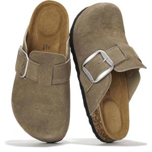 imageProject Cloud Genuine Leather Clogs for Women Shoes  Memory Foam Insole NonSlip ampamp Natural Cork Footbed Arch Support Big Buckle Womens Clogs and Mules for Women Footwear ManchesterStorm Suede