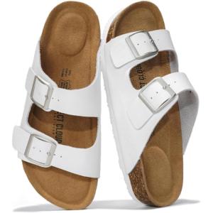imageProject Cloud Genuine Leather Flat Sandals Women 2025 Beach Essentials Womens Sandals Memory Foam Vacation Essentials Slides for Women Footwear VenitaWhite