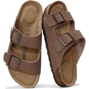 imageProject Cloud Genuine Leather Flat Sandals Women 2025 Beach Essentials Womens Sandals Memory Foam Vacation Essentials Slides for Women Footwear VenitaTan