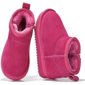 imageProject Cloud Genuine Leather Girls Boots  Lightweight ampamp Cozy Fur Ankle Boots with Memory Foam  Non Slip Kids Boots for Girls Perfect for Fall and Everyday WearFuschia Suede