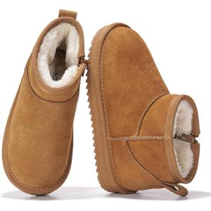 imageProject Cloud Genuine Leather Girls Boots  Lightweight ampamp Cozy Fur Ankle Boots with Memory Foam  Non Slip Kids Boots for Girls Perfect for Fall and Everyday WearChestnut
