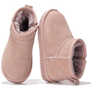 imageProject Cloud Genuine Leather Girls Boots  Lightweight ampamp Cozy Fur Ankle Boots with Memory Foam  Non Slip Kids Boots for Girls Perfect for Fall and Everyday WearPink