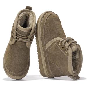 imageProject Cloud Genuine Leather Kids Boots  Lightweight FurLined Ankle Boots for Girls ampamp Boys with Memory Foam Insole  NonSlip Winter Kids Shoes NevadaTaupe Suede