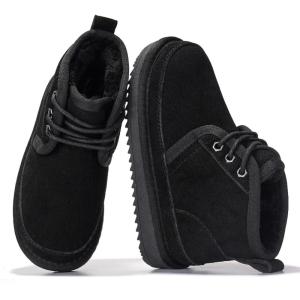 imageProject Cloud Genuine Leather Kids Boots  Lightweight FurLined Ankle Boots for Girls ampamp Boys with Memory Foam Insole  NonSlip Winter Kids Shoes NevadaBlack Suede