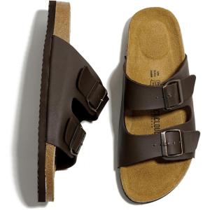 imageProject Cloud Genuine Leather Mens Sandals with Memory Foam Natural Cork Footbed Slides for Men Footwear  NonSlip DoubleStrap Buckle Summer Sandals ArizonaBrown Leather