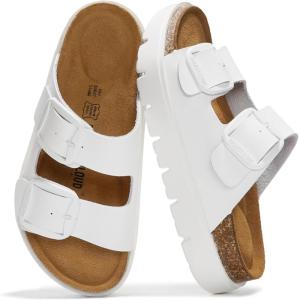 imageProject Cloud Genuine Leather Platform Sandals Women Footwear  Wedge Chunky Sandals Womens sandals with Memory Foam Insole and Cork Footbed GREECECHUNKYWhite