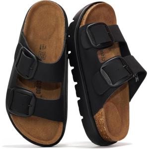 imageProject Cloud Genuine Leather Platform Sandals Women Footwear  Wedge Chunky Sandals Womens sandals with Memory Foam Insole and Cork Footbed GREECECHUNKYBlack Monochrome