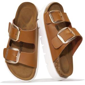 imageProject Cloud Genuine Leather Platform Sandals Women Footwear  Wedge Chunky Sandals Womens sandals with Memory Foam Insole and Cork Footbed GREECECHUNKYTan