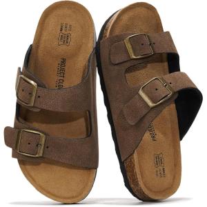 imageProject Cloud Genuine Leather Slides For Kids  Natural Cork Footbed Summer Sandals Beach Slide Sandals for Girls ampamp Boys  NonSlip Boys ampamp Girls Sandals Little VenitaBrown Sugar