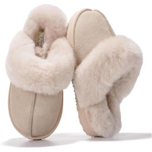 imageProject Cloud Genuine Leather Slippers for Women Footwear with Genuine Fur Lining Womens Clogs ampamp Mule  NonSlip IndoorOutdoor Scuff Womens Slippers with Memory Foam Insole HenkaSand Suede