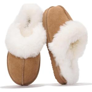 imageProject Cloud Genuine Leather Slippers for Women Footwear with Genuine Fur Lining Womens Clogs ampamp Mule  NonSlip IndoorOutdoor Scuff Womens Slippers with Memory Foam Insole HenkaChestnut