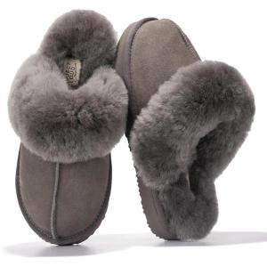 imageProject Cloud Genuine Leather Slippers for Women Footwear with Genuine Fur Lining Womens Clogs ampamp Mule  NonSlip IndoorOutdoor Scuff Womens Slippers with Memory Foam Insole HenkaFrost Suede