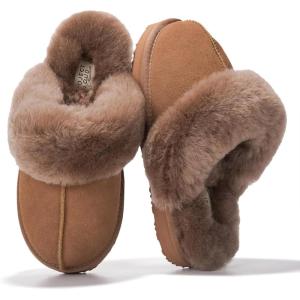 imageProject Cloud Genuine Leather Slippers for Women Footwear with Genuine Fur Lining Womens Clogs ampamp Mule  NonSlip IndoorOutdoor Scuff Womens Slippers with Memory Foam Insole HenkaCamel Suede
