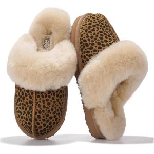 imageProject Cloud Genuine Leather Slippers for Women Footwear with Genuine Fur Lining Womens Clogs ampamp Mule  NonSlip IndoorOutdoor Scuff Womens Slippers with Memory Foam Insole HenkaDark Brown Leopard Suede
