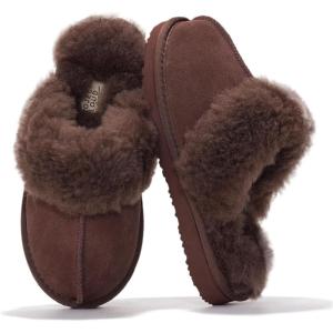 imageProject Cloud Genuine Leather Slippers for Women Footwear with Genuine Fur Lining Womens Clogs ampamp Mule  NonSlip IndoorOutdoor Scuff Womens Slippers with Memory Foam Insole HenkaChocolate Brown