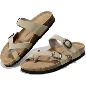imageProject Cloud Genuine Leather Womens Sandals  Comfortable Cork Footbed Slides with Memory Foam Beach Essential Summer Sandals For Women 2025 LianBeige