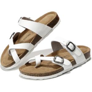 imageProject Cloud Genuine Leather Womens Sandals  Comfortable Cork Footbed Slides with Memory Foam Beach Essential Summer Sandals For Women 2025 LianWhite