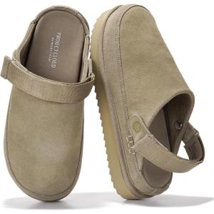 imageProject Cloud Genuine Suede Clogs for Women  Memory Foam Womens Clogs ampamp Mules with Adjustable Straps  Lightweight Platform Shoes NonSlip Slides GoldstarTaupe