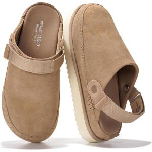imageProject Cloud Genuine Suede Clogs for Women  Memory Foam Womens Clogs ampamp Mules with Adjustable Straps  Lightweight Platform Shoes NonSlip Slides GoldstarSand Suede