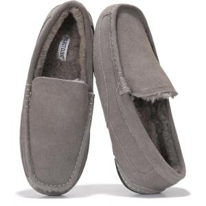 imageProject Cloud Genuine Suede Mens Slippers  Memory Foam Insole Moccassins Loafers for Men Shoes Indoor and Outdoor Use  Lightweight NonSlip House Shoes OswinGrey