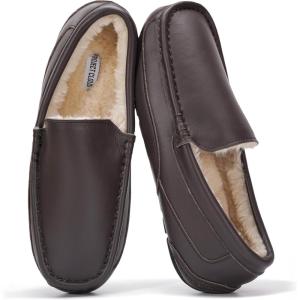 imageProject Cloud Genuine Suede Mens Slippers  Memory Foam Insole Moccassins Loafers for Men Shoes Indoor and Outdoor Use  Lightweight NonSlip House Shoes OswinChoco Brown Leather
