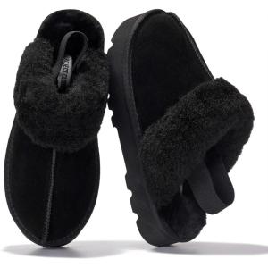 imageProject Cloud Genuine Suede Slippers for Women Indoor ampamp Outdoor Disquette Womens Sandals Memory Foam Clogs for Women Shoes  Fur WaterResistant House Shoes for Women Footwear SlingyBlack