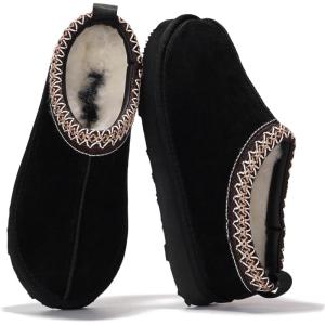 imageProject Cloud Genuine Suede Slippers for Women with Genuine Australian Shearling Fur Lining Womens Slippers  NonSlip EVA with Memory Foam Fuzzy Slippers Women Footwear NeritaBlack