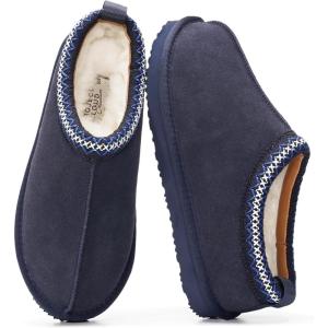 imageProject Cloud Genuine Suede Slippers for Women with Genuine Australian Shearling Fur Lining Womens Slippers  NonSlip EVA with Memory Foam Fuzzy Slippers Women Footwear NeritaNavy Suede