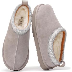 imageProject Cloud Genuine Suede Slippers for Women with Genuine Australian Shearling Fur Lining Womens Slippers  NonSlip EVA with Memory Foam Fuzzy Slippers Women Footwear NeritaGrey Mono Suede