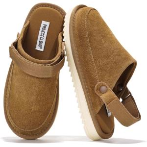 imageProject Cloud Kids Clogs Genuine Suede Upper with Back Strap  Memory Foam ampamp Lightweight Slipon Boys and Girls Sandals with Adjustable Straps  NonSlip Clogs for Kids Sandals Little GoldstarChestnut Suede
