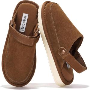 imageProject Cloud Kids Clogs Genuine Suede Upper with Back Strap  Memory Foam ampamp Lightweight Slipon Boys and Girls Sandals with Adjustable Straps  NonSlip Clogs for Kids Sandals Little GoldstarMocha Suede