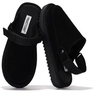 imageProject Cloud Kids Clogs Genuine Suede Upper with Back Strap  Memory Foam ampamp Lightweight Slipon Boys and Girls Sandals with Adjustable Straps  NonSlip Clogs for Kids Sandals Little GoldstarBlack Suede