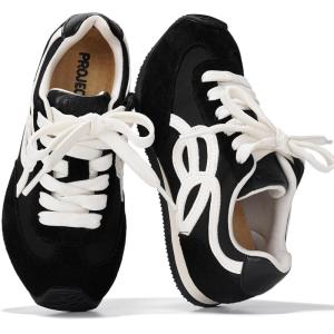 imageProject Cloud Kids Shoes for Girls  NonSlip Trendy Fashion Sneakers Girls Shoes  Slip Ons with Hook ampamp Loop Memory Foam Insole Kids Sneakers Little LowyBlack