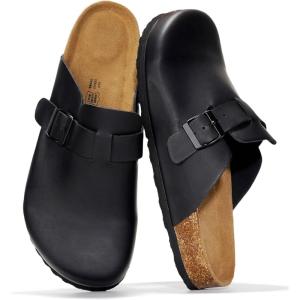 imageProject Cloud Mens Clogs  Full Grain Genuine Leather Memory Foam Clogs for Men Arch Support Cork Footbed  Non Slip Platform Mules BrooklynBlack Oiled