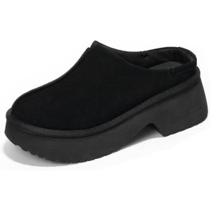 imageProject Cloud Platform Clogs for Women Footwear  Memory Foam and NonSlip Genuine Suede Slipon Mules Shoes Comfortable Stylish Closed Toe Clogs for Women 2025 JohnnaBlack