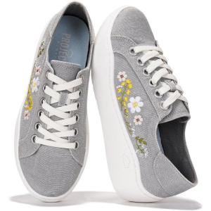 imageProject Cloud Platform Sneakers for Women  Lightweight Womens Sneakers with Memory Foam Insole  Non Slip LaceUp Womens Shoes  Perfect Summer Shoes for Women 2025 BossyLightgrey  Flowers