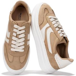 imageProject Cloud Platform Sneakers for Women Footwear  Memory Foam Insole Womens Shoes Lightweight and NonSlip Sole Lace Up Fashion Sneakers DodgeTan Mult