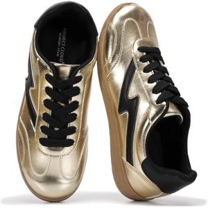 imageProject Cloud Sneakers for Women  LaceUp Shoes for Women Trendy Women Sneakers with Memory Foam Insole Womens Fashion Sneakers NonSlip Womens Shoes IritaBlack Gold