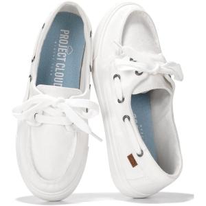 imageProject Cloud Sneakers for Women  Memory Foam Spring Shoes for Women Footwear  SlipOn Boat Shoes  Non Slip Fashion Sneakers  Lightweight Loafers SeasaltWhite