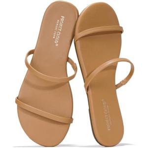 imageProject Cloud Summer Sandals for Women 2025  Memory Foam Insole and Vegan Leather Beach Flip Flops for Women  Non Slip and Lightweight Double Strap Womens Sandals TransitionTan