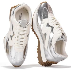 imageProject Cloud Trendy Sneakers for Women  Memory Foam and NonSlip Comfortable Casual Ladies Shoes for Womens Fashion Sneakers  Lightweight Laceup Shoes LeccoSilver